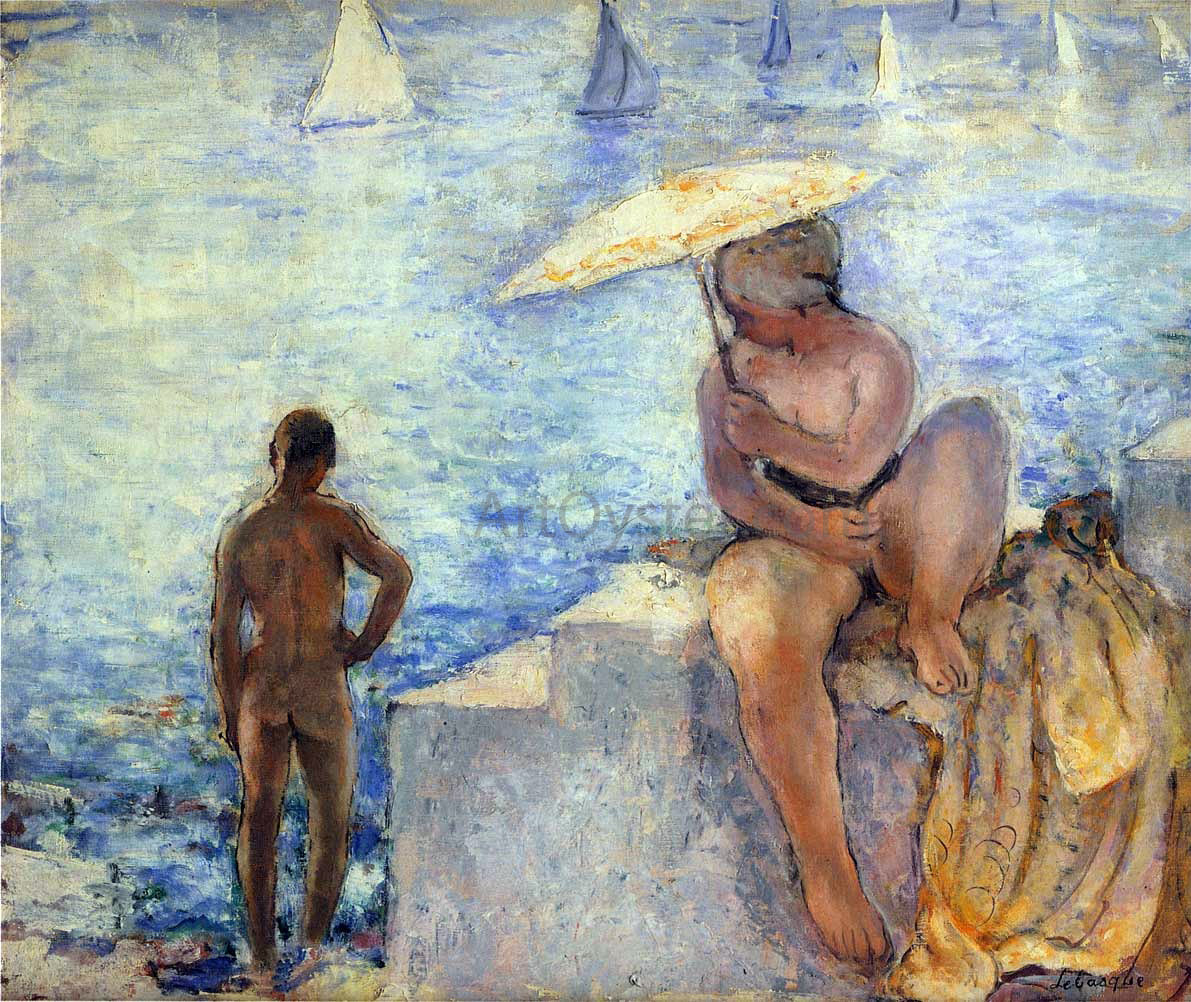Henri Lebasque Young Bather with Parasol - Canvas Print