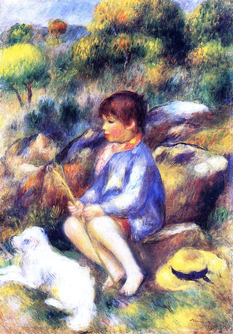 Pierre Auguste Renoir Young Boy by the River - Canvas Print