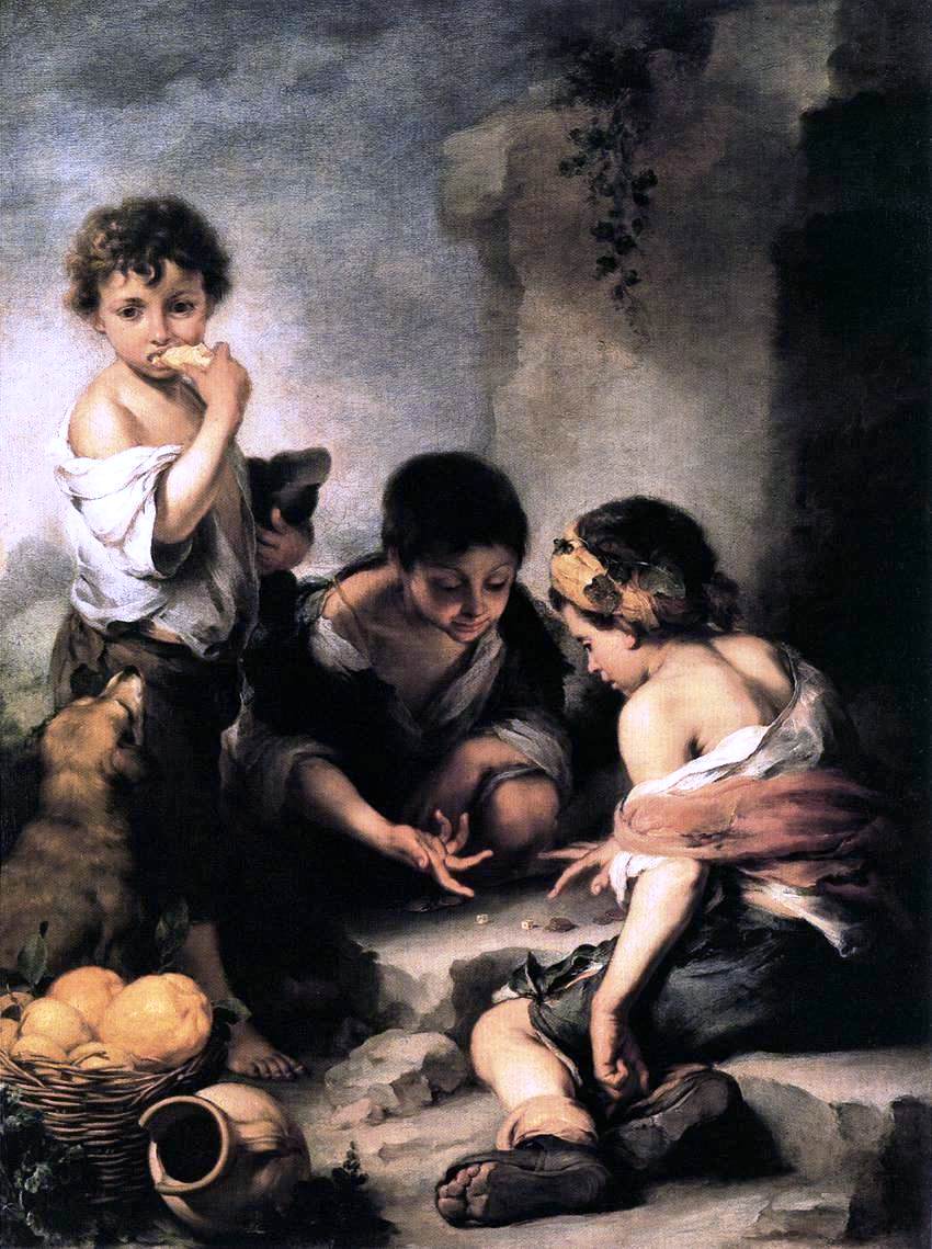Bartolome Esteban Murillo Young Boys Playing Dice - Canvas Print