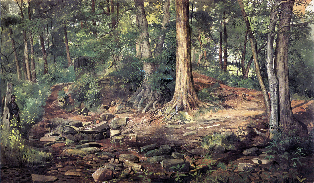 Charles Lewis Fussell Young Girl at Forest Spring - Canvas Print