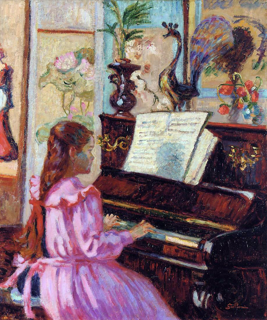 Armand Guillaumin Young Girl at the Piano - Canvas Print