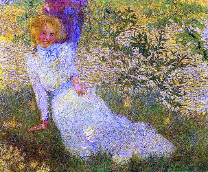 Phillip Leslie Hale Young Girl by a Stream - Canvas Print