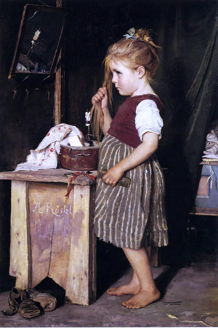 Phillip Richard Morris Young Girl Combing Her Hair - Canvas Print