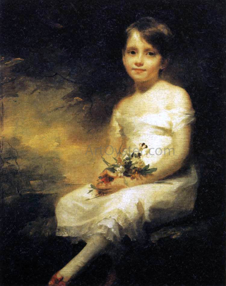 Sir Henry Raeburn Young Girl Holding Flowers - Canvas Print