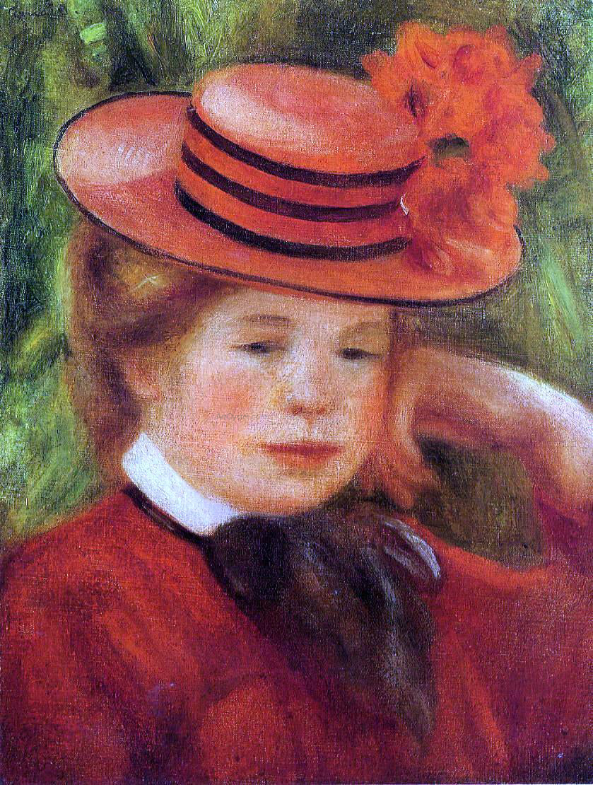 Pierre Auguste Renoir Young Girl in a Red Hat - Canvas Print