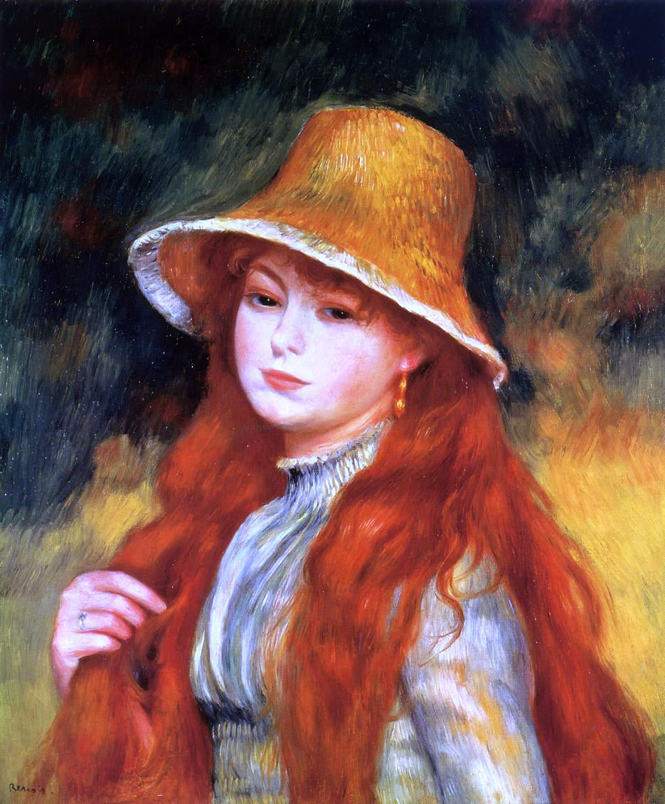 Pierre Auguste Renoir Young Girl in a Straw Hat - Canvas Print