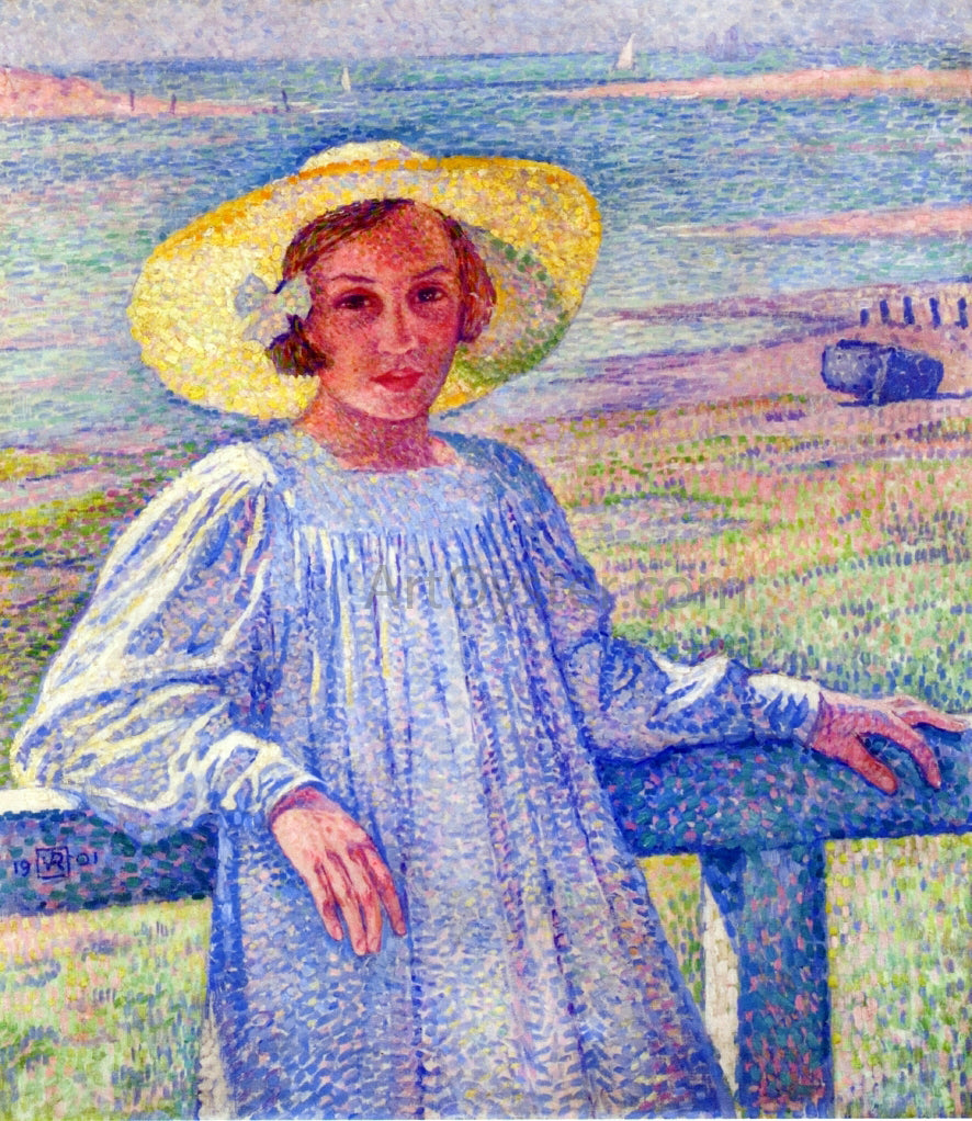 Theo Van Rysselberghe Young Girl in a Straw Hat - Canvas Print