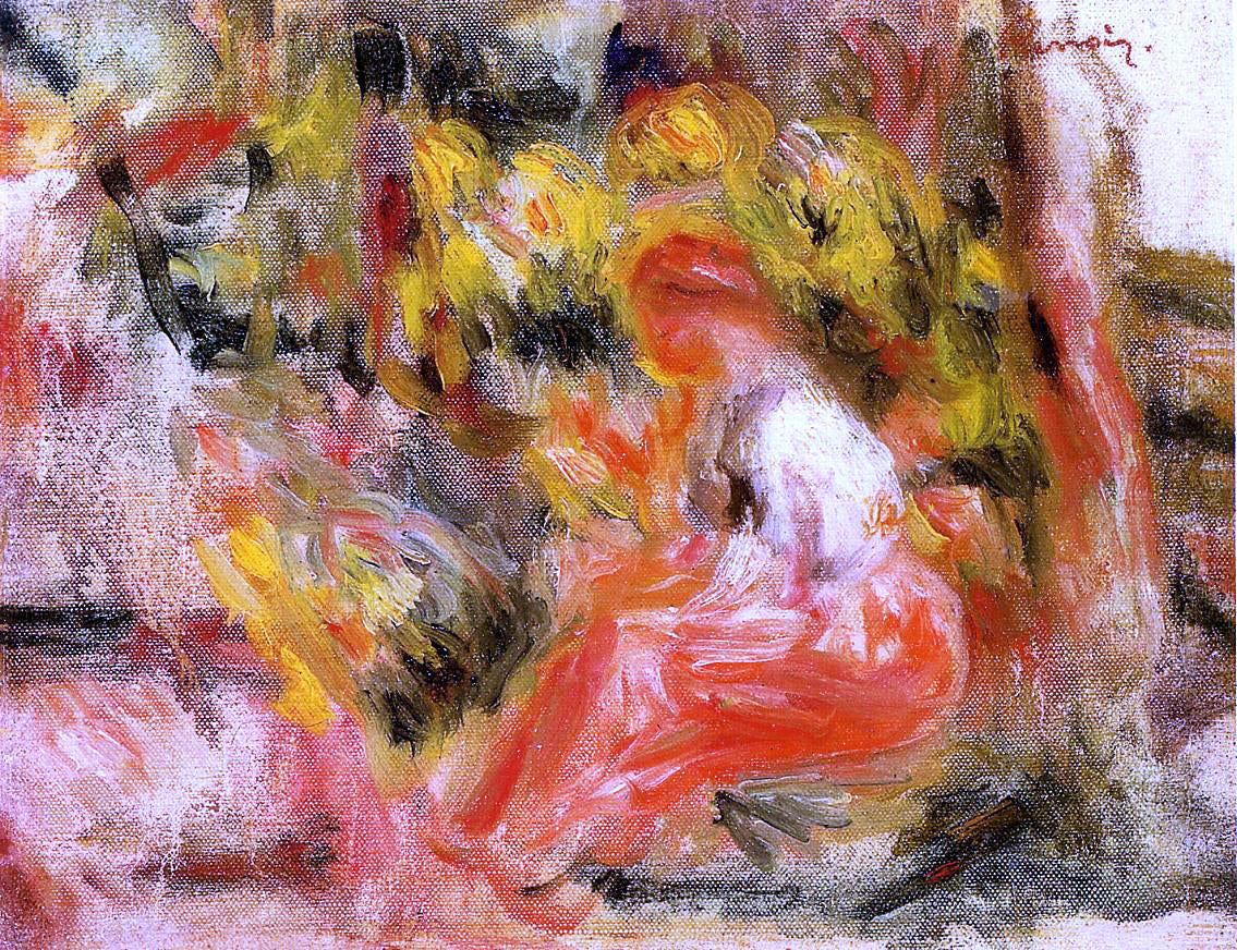 Pierre Auguste Renoir Young Girl Seated in a Garden - Canvas Print