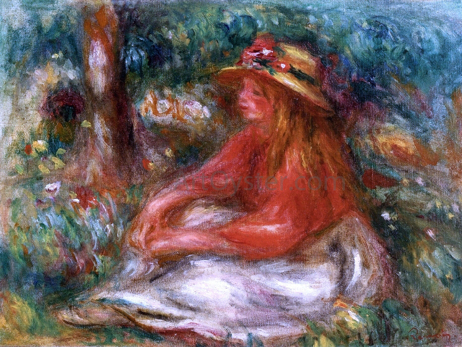 Pierre Auguste Renoir Young Girl Seated on the Grass - Canvas Print