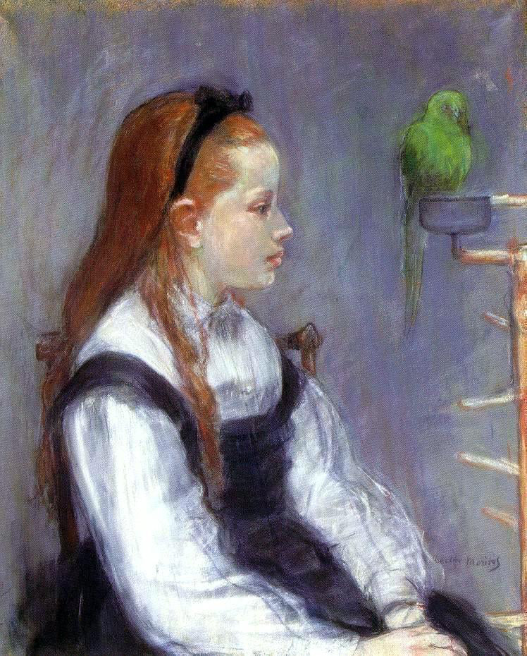 Berthe Morisot Young Girl with a Parrot - Canvas Print