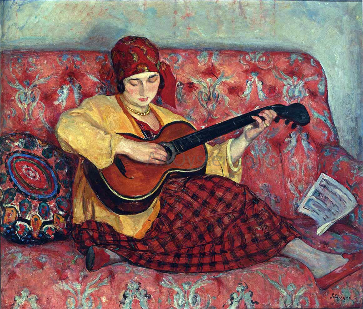 Henri Lebasque A Young Girl with Guitar - Canvas Print
