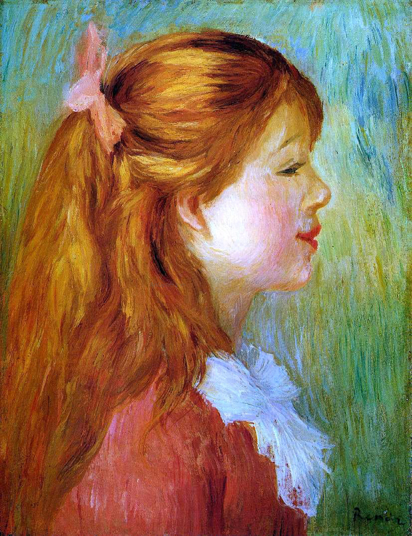 Pierre Auguste Renoir Young Girl with Long Hair in Profile - Canvas Print