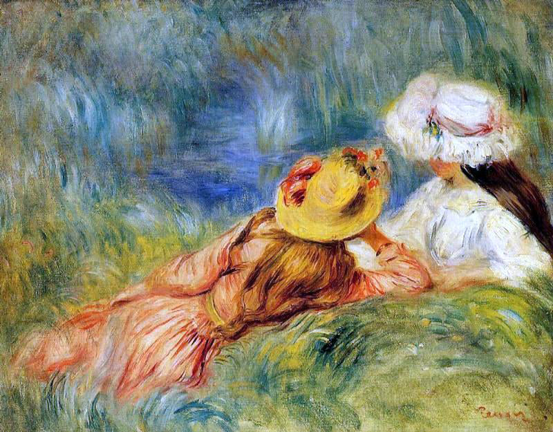 Pierre Auguste Renoir Young Girls by the Water - Canvas Print