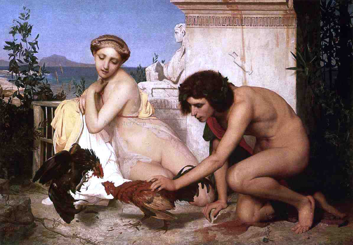Jean-Leon Gerome Young Greeks at a Cock Fight - Canvas Print