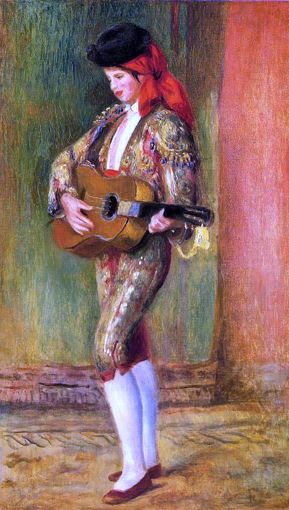 Pierre Auguste Renoir A Young Guitarist Standing - Canvas Print