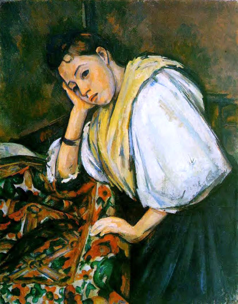 Paul Cezanne Young Italian Girl Resting on Her Elbow - Canvas Print