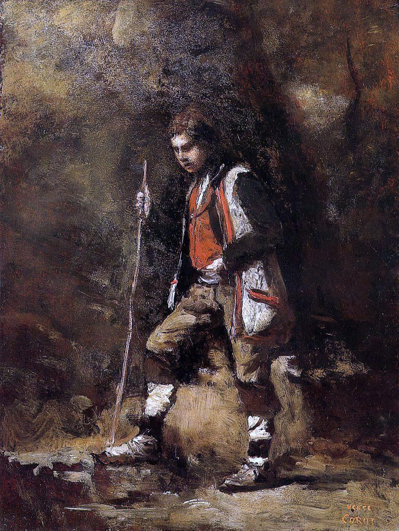 Jean-Baptiste-Camille Corot Young Italian Patriot in the Mountains - Canvas Print