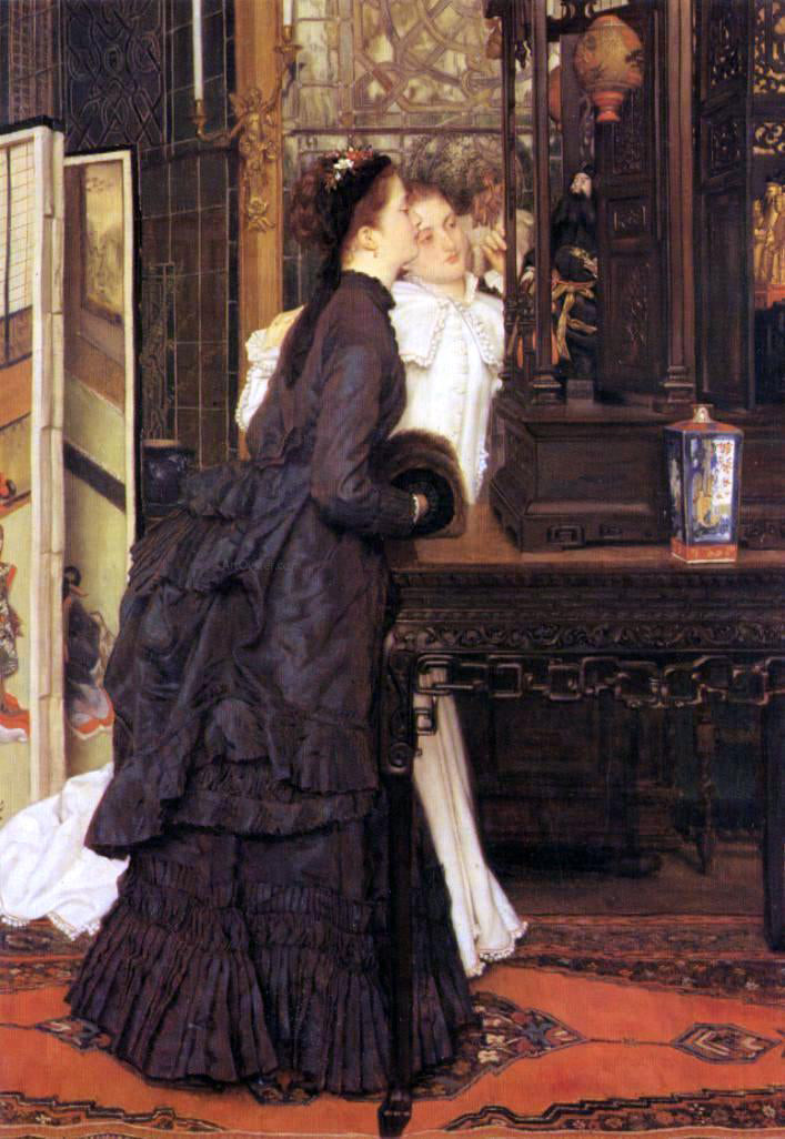 James Tissot Young Ladies Looking at Japanese Objects - Canvas Print