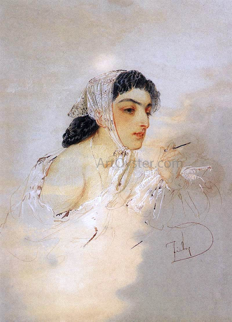 Mihaly Zichy Young Lady - Canvas Print