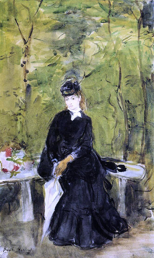 Berthe Morisot Young Lady Seated on a Bench - Canvas Print