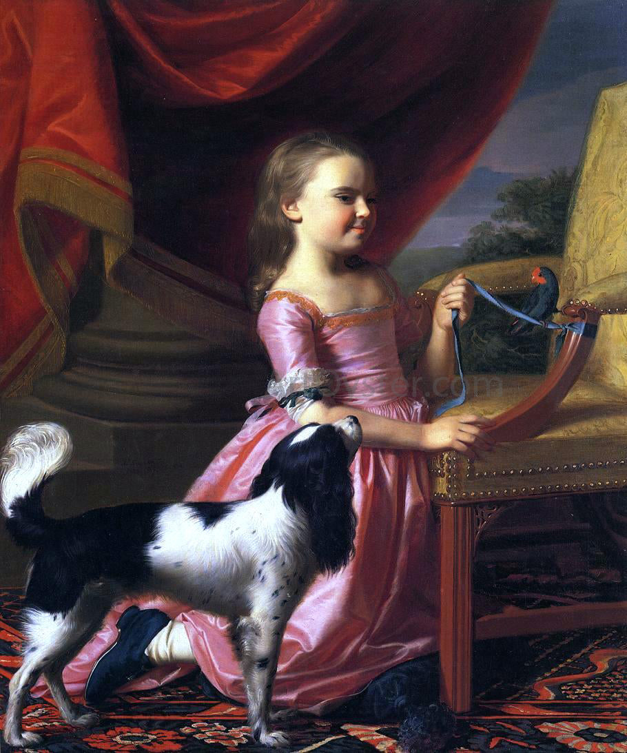 John Singleton Copley Young Lady with a Bird and Dog - Canvas Print