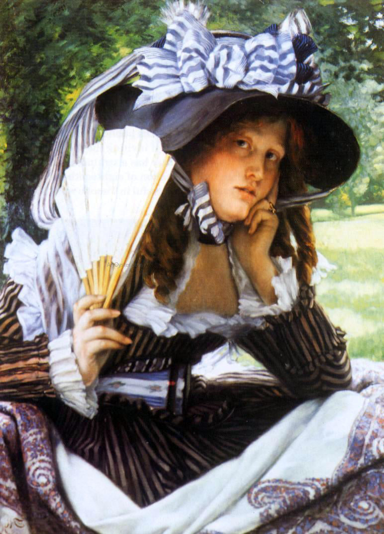 James Tissot Young Lady with a Fan - Canvas Print