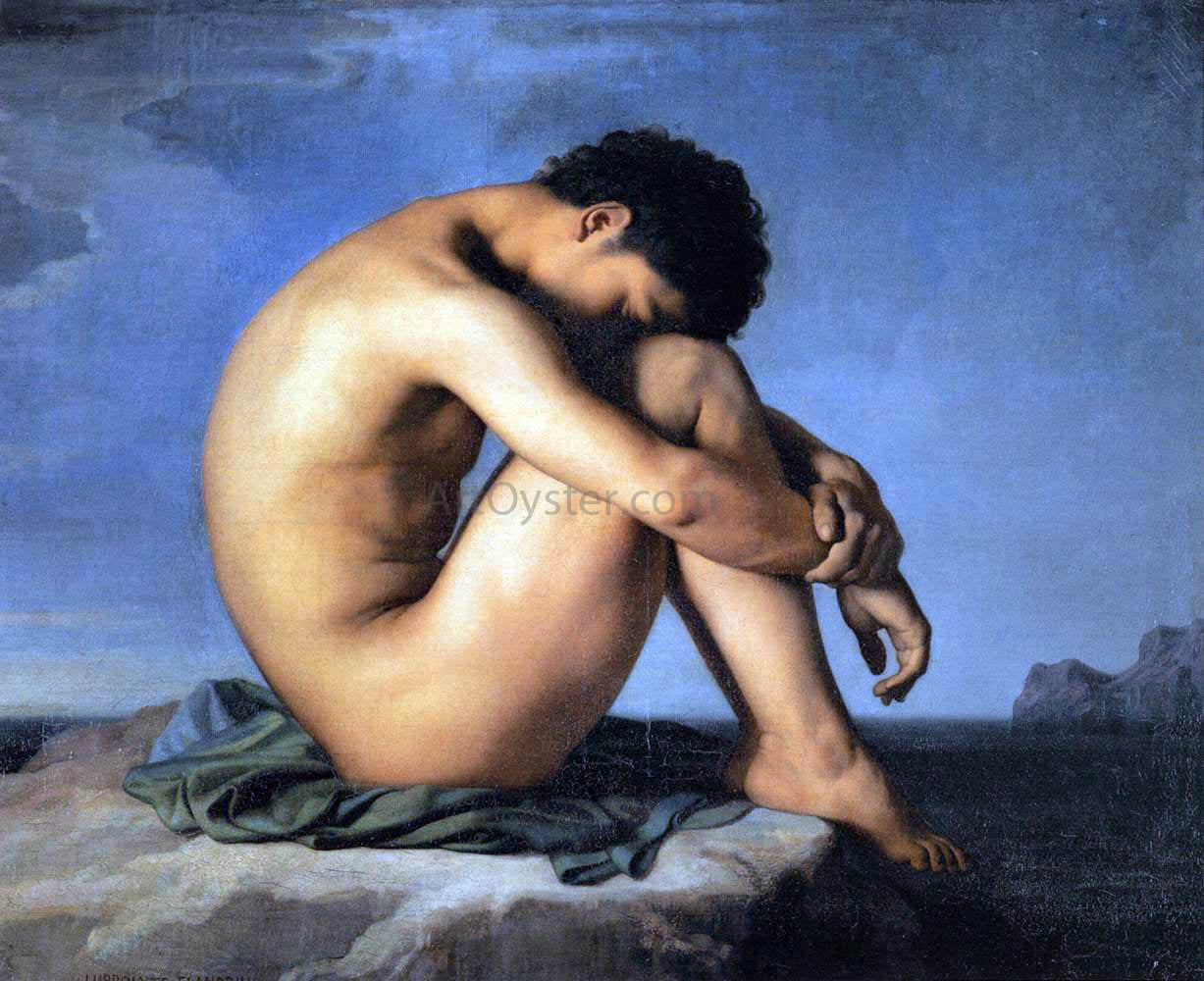 Hippolyte Flandrin Young Man by the Sea - Canvas Print