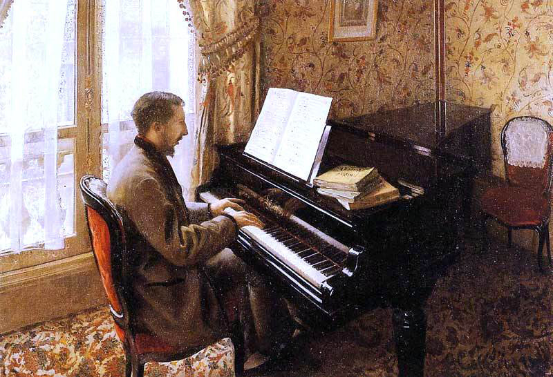 Gustave Caillebotte Young Man Playing the Piano - Canvas Print