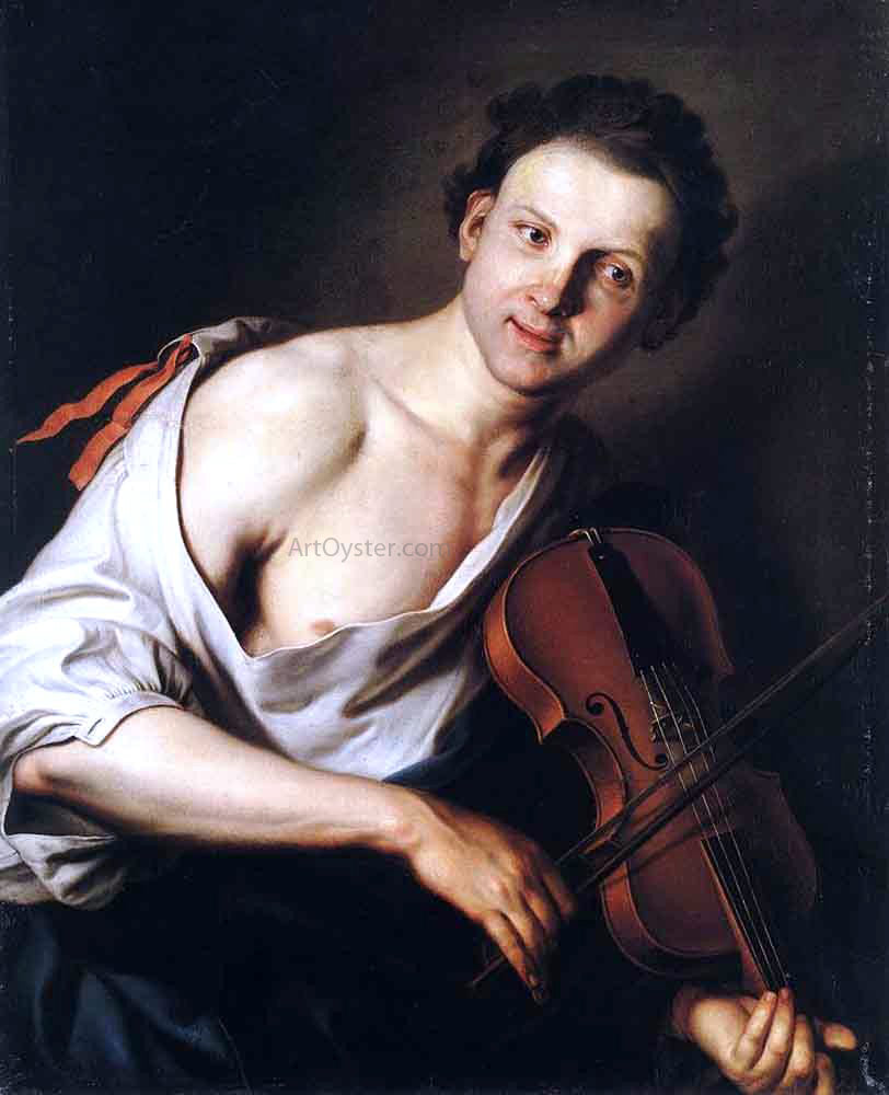 Jan Kupecky Young Man with a Violin - Canvas Print