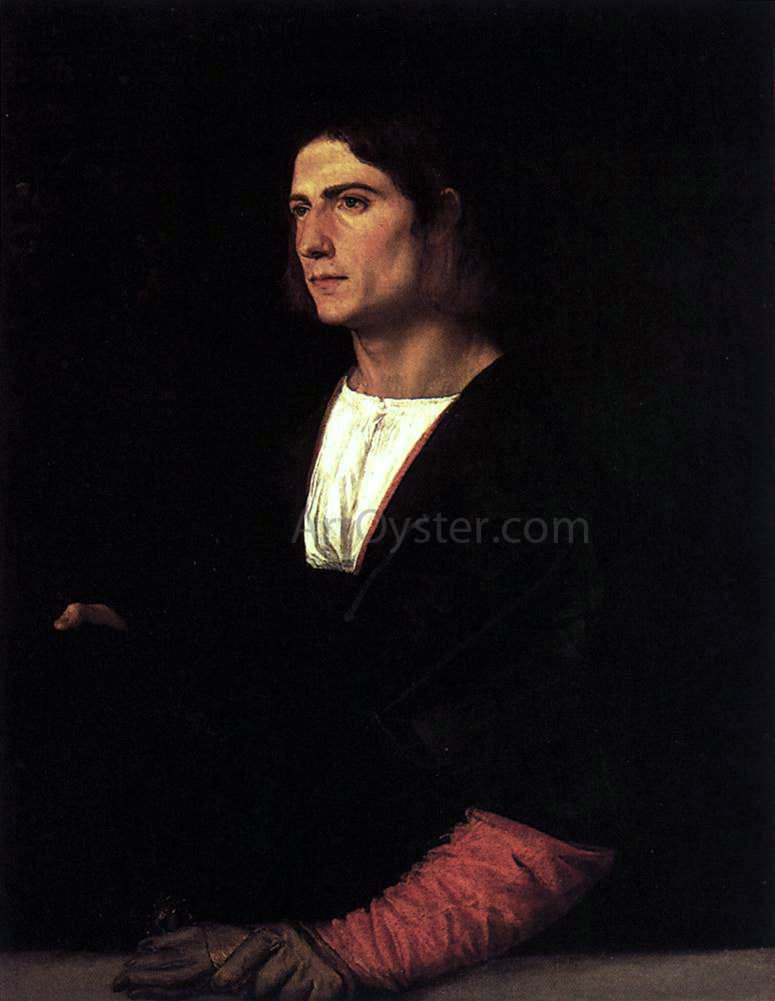 Titian Young Man with Cap and Gloves - Canvas Print