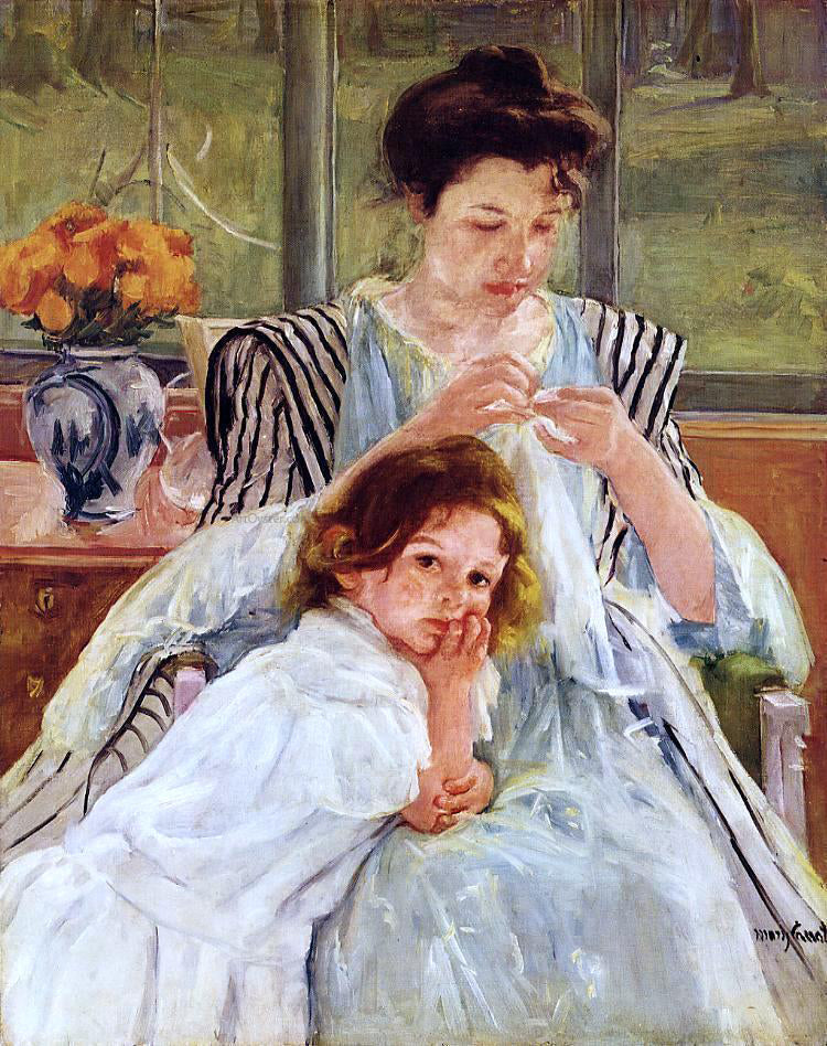 Mary Cassatt Young Mother Sewing - Canvas Print