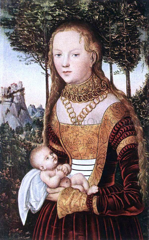 The Elder Lucas Cranach Young Mother with Child - Canvas Print