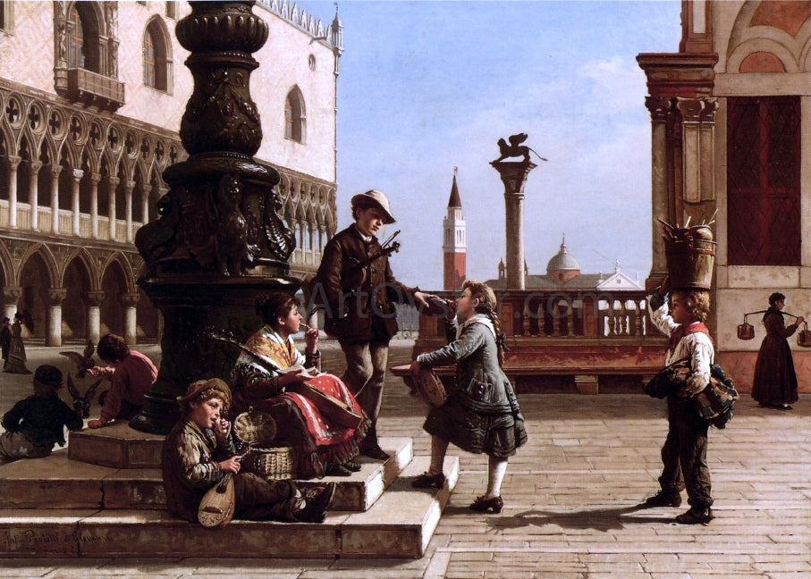 Antonio Paoletti Young Musicians in Piazza San Marco, Venice - Canvas Print