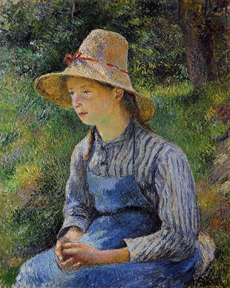 Camille Pissarro Young Peasant Girl Wearing a Hat - Canvas Print
