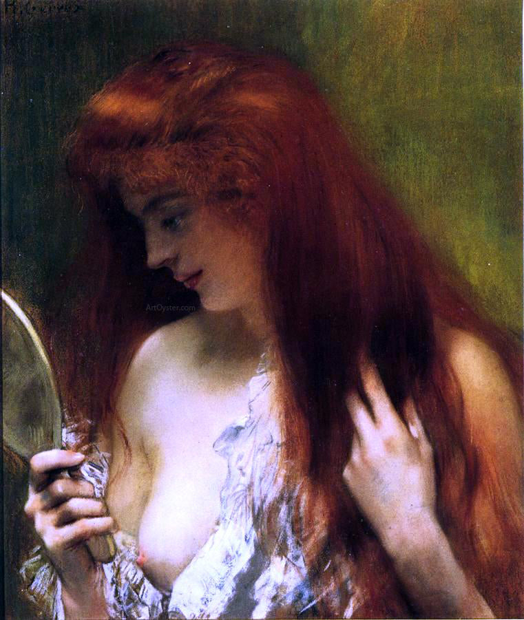 Henri Gervex Young Red Head Grooming Herself - Canvas Print