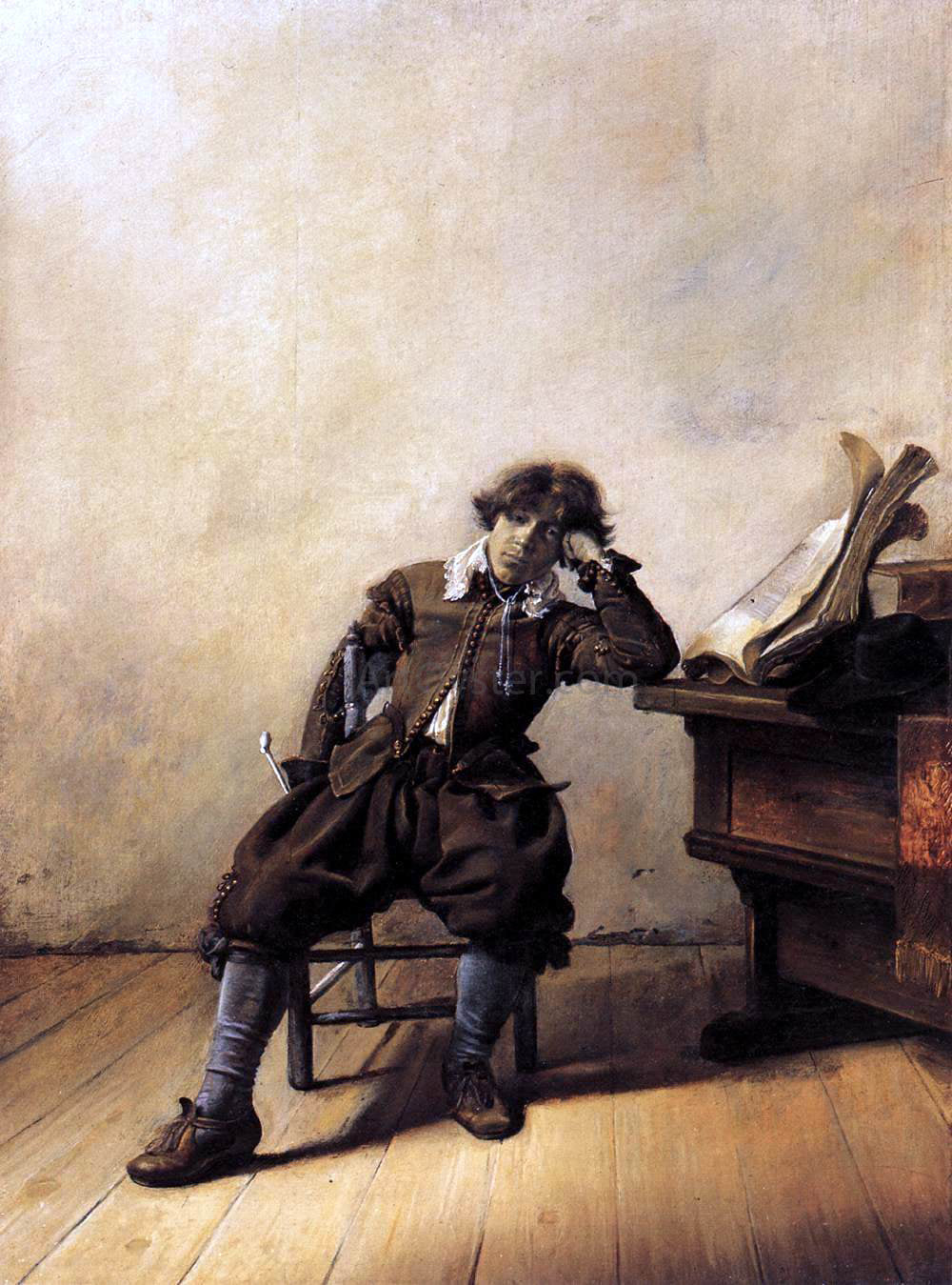 Pieter Codde Young Scholar in His Study: Melancholy - Canvas Print