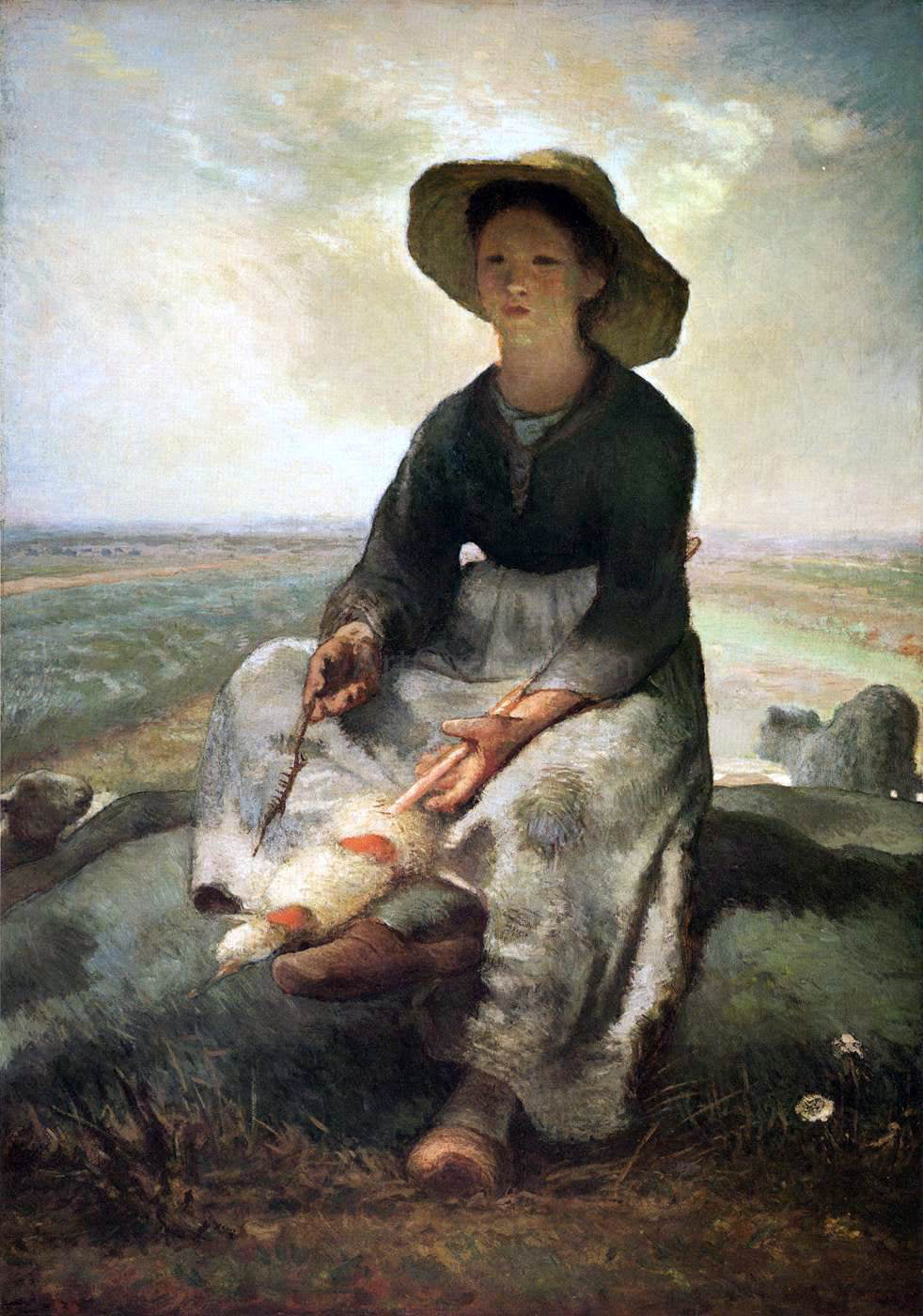 Jean-Francois Millet Young Shepherdess - Canvas Print