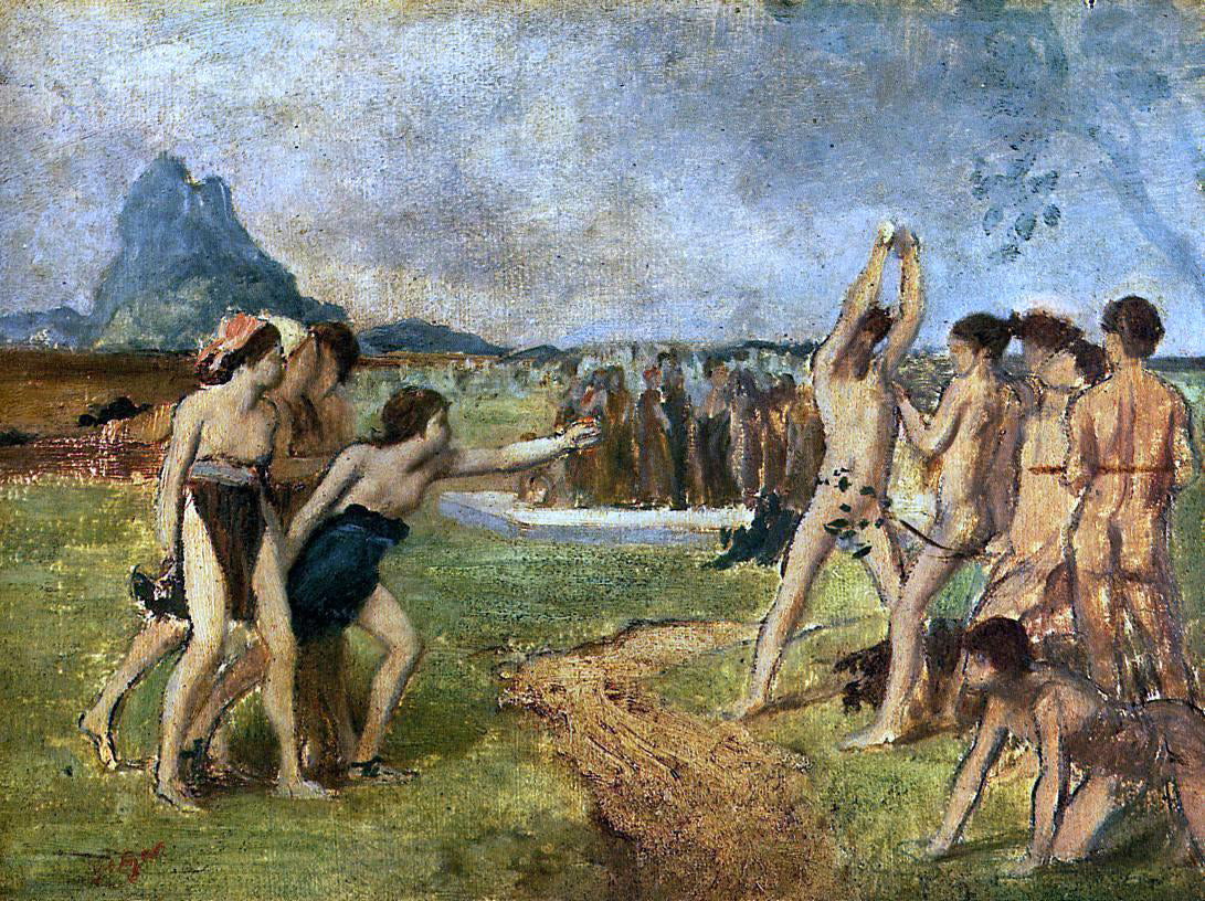 Edgar Degas Young Spartans Exercising - Canvas Print