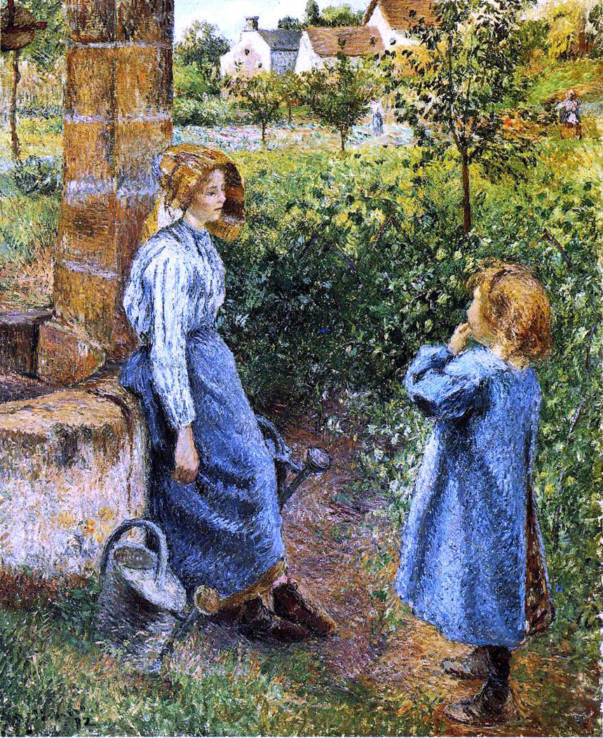 Camille Pissarro A Young Woman and Child at the Well - Canvas Print