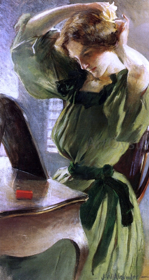 John White Alexander Young Woman Arranging Her Hair - Canvas Print