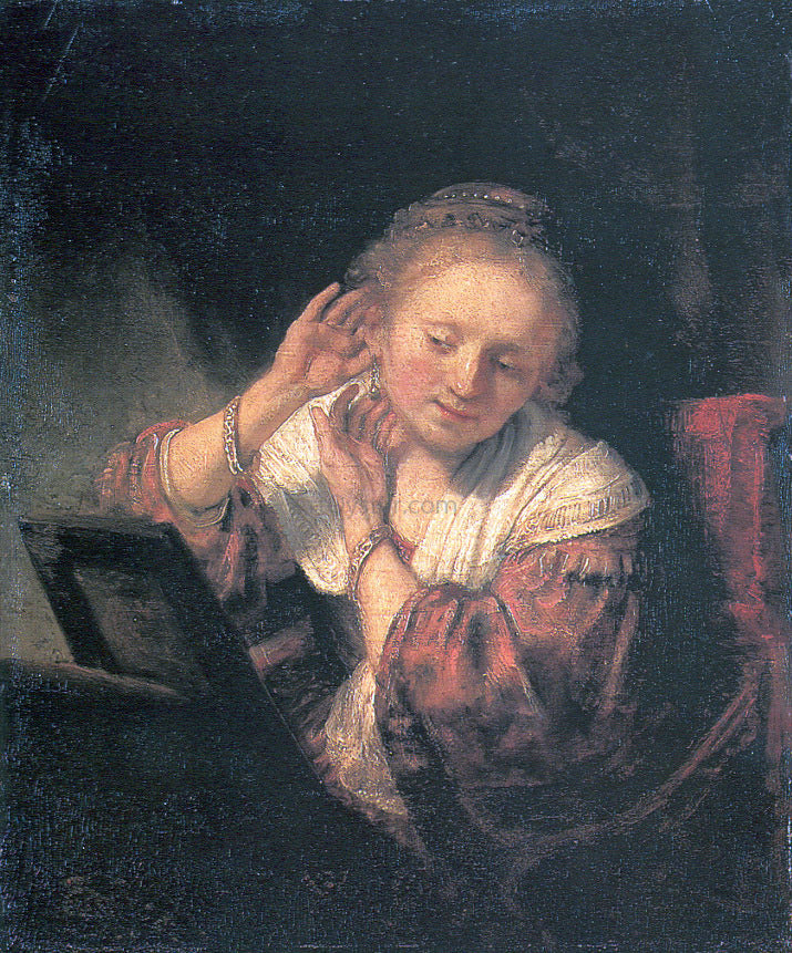 Rembrandt Van Rijn Young Woman at a Mirror - Canvas Print