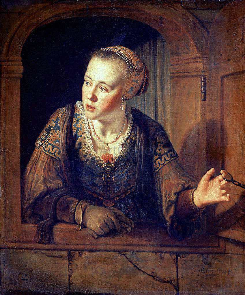 Jan Victors Young Woman at a Window - Canvas Print