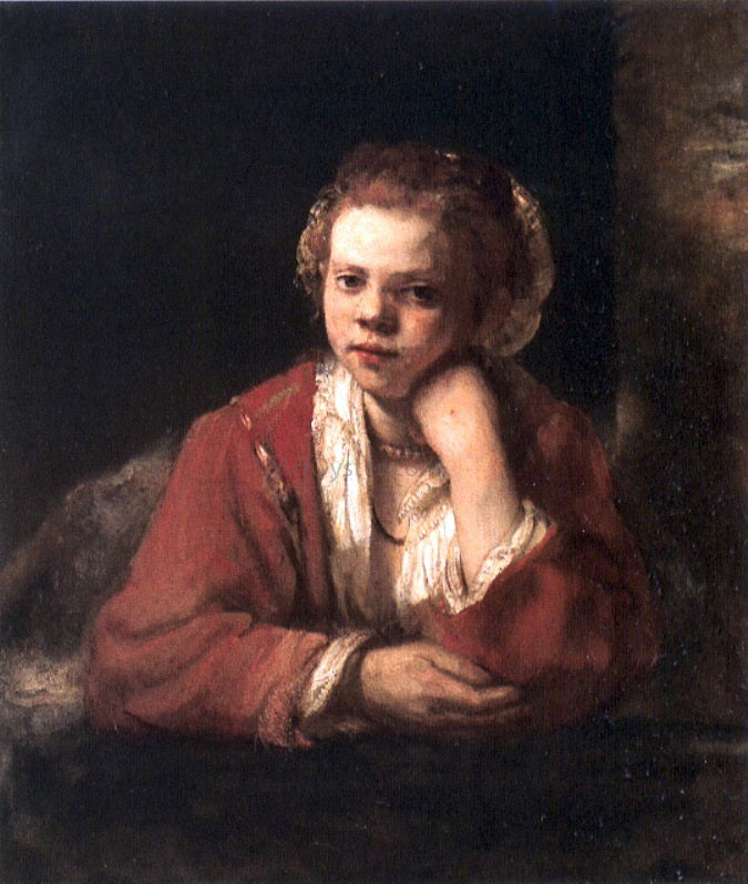 Rembrandt Van Rijn Young Woman at a Window - Canvas Print