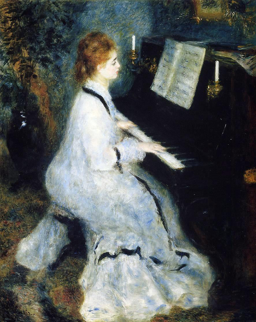 Pierre Auguste Renoir A Young Woman at the Piano - Canvas Print