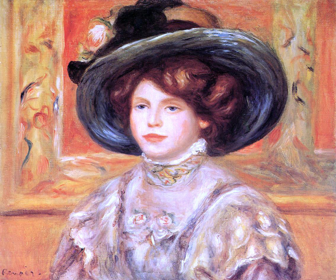 Pierre Auguste Renoir Young Woman in a Blue Hat - Canvas Print