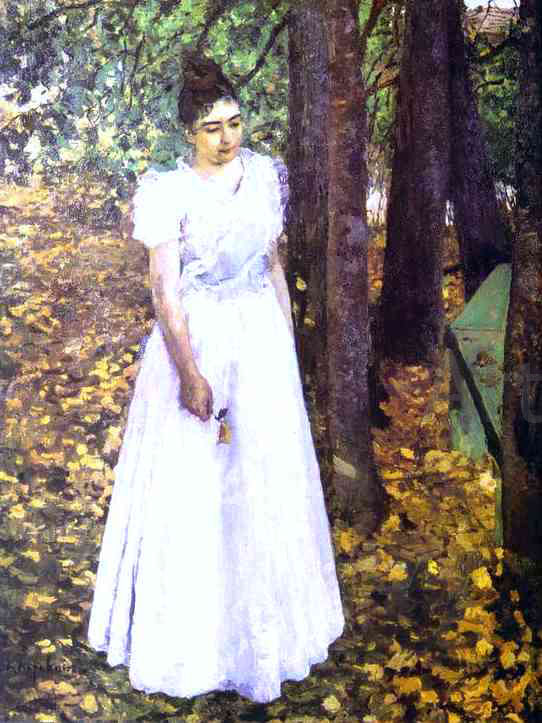 Constantin Alexeevich Korovin Young Woman in a Garden - Canvas Print