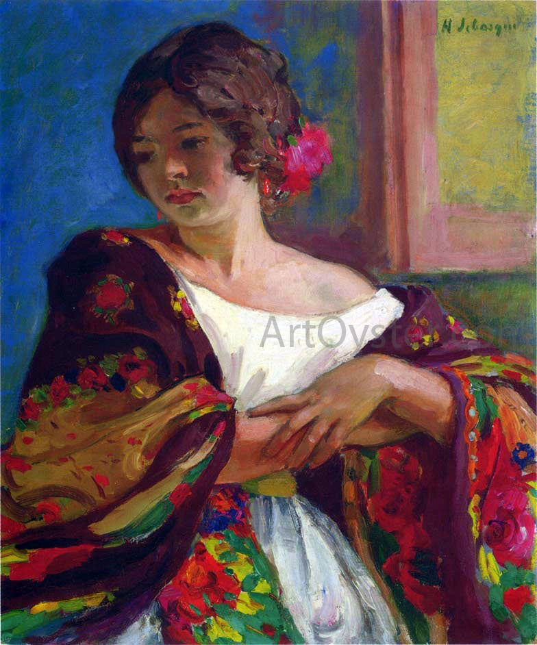 Henri Lebasque Young woman in a shawl - Canvas Print