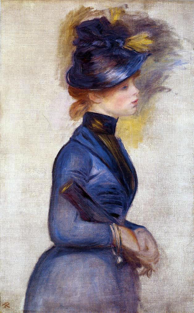 Pierre Auguste Renoir Young Woman in Bright Blue at the Conservatory - Canvas Print