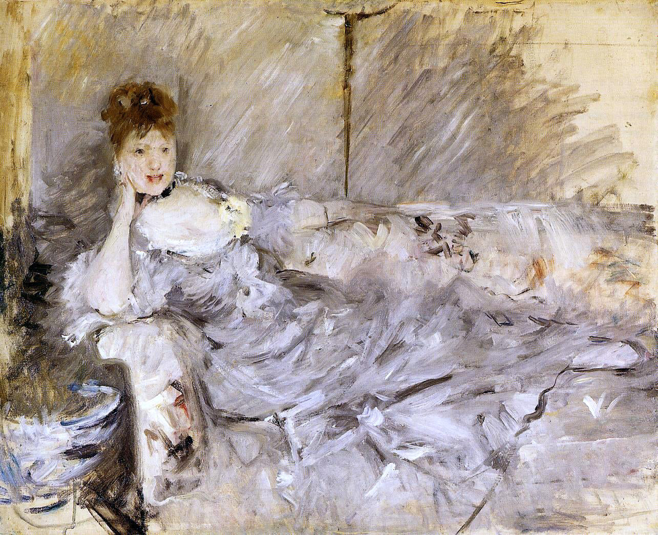 Berthe Morisot Young Woman in Grey Reclining - Canvas Print