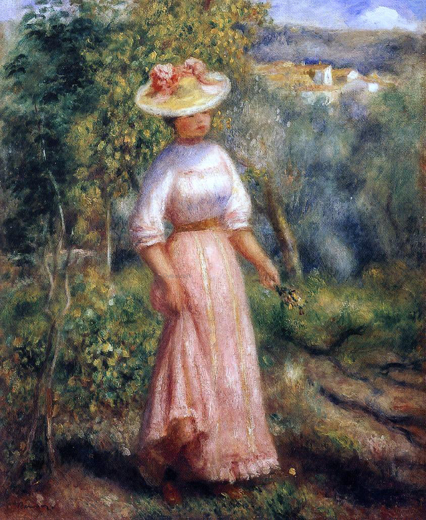 Pierre Auguste Renoir Young Woman in Red in the Fields - Canvas Print